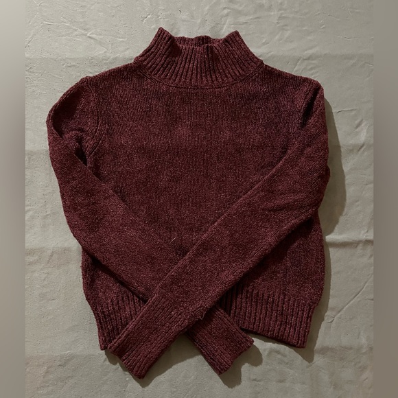 Wilfred Burgundy Cropped Turtleneck Sweater Soft Knit Fall Winter Size [XS] - Picture 1 of 3